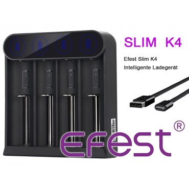 Efest Slim K4 Ladegerät für 3,6V-3,7V Li-Ion Rundzellen