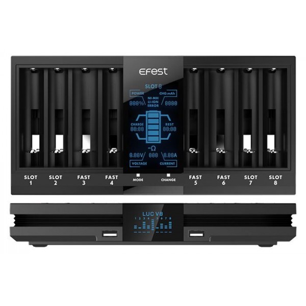 Efest LUC V8 Ladegerät für 3,6V-3,7V Li-Ion und NiMH/NiCd 1,2V Akkus